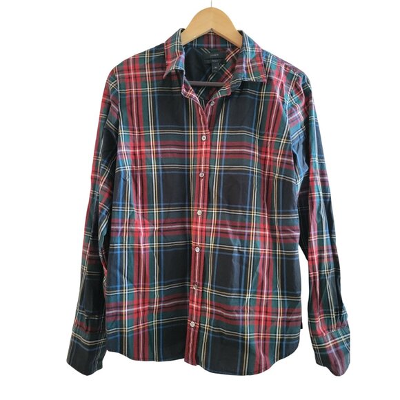 J. Crew Tops - J. Crew Red Stewart Plaid Tartan Perfect blouse size size 12 Holiday Christmas